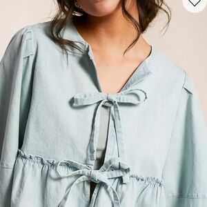 Free people Light Blue Tie-Front top